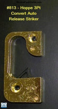 813 -  Hoppe Multipoint 3Pt Convert Auto Release Striker - Color Bright Brass on a black brackground