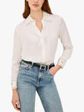 Rails Clarise Embroidered Pure Silk Women's Long-Sleev Shirt White - Size XS