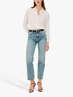 Rails Clarise Embroidered Pure Silk Women's Long-Sleev Shirt White - Size XS