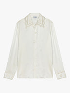 Rails Clarise Embroidered Pure Silk Women's Long-Sleev Shirt White - Size XS