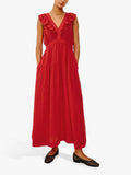 Rails Beaux Sleeveless Ruffle Neck Linen Blend Maxi Dress - Tomato - Large