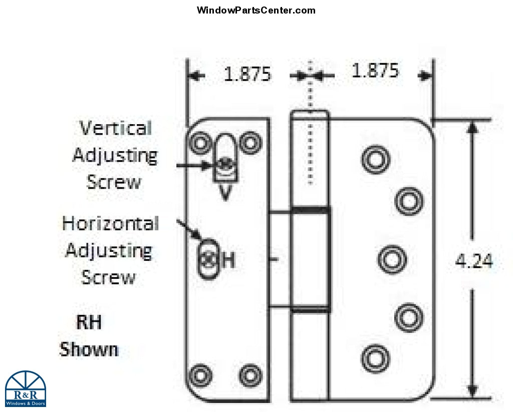815 / 816 Vertical and Horizontal Adjustment Door Hinge Inswing Door
