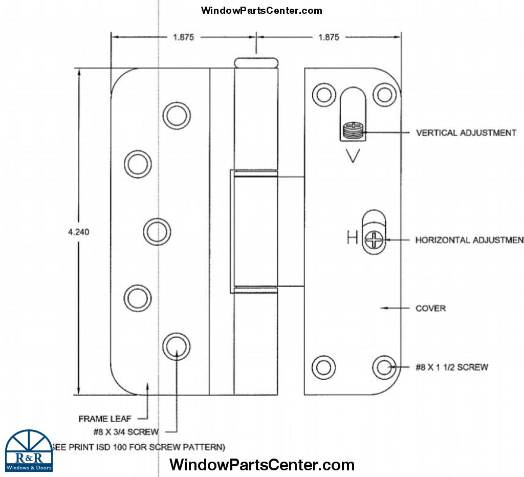 815 / 816 Vertical and Horizontal Adjustment Door Hinge Inswing Door