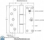 815 / 816 Vertical and Horizontal Adjustment Door Hinge Inswing Door