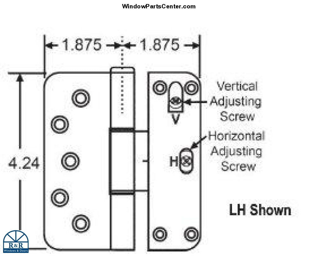 815 / 816 Vertical and Horizontal Adjustment Door Hinge Inswing Door