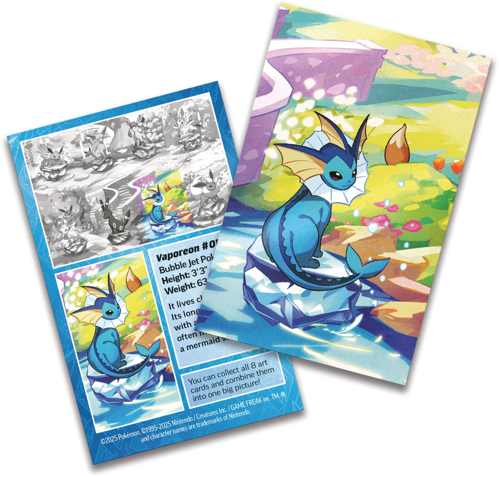 Pokemon TCG: Scarlet & Violet —Prismatic Evolutions Mini Tin - Vaporeon (2 Booster Packs & 1 Coin)