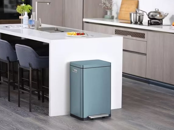 EKO X Cube 30L Kitchen Pedal Bin with Inner Bucket H64 x W36 x D30cm - Blue