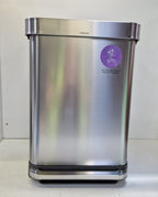simplehuman Liner Pocket Kitchen Pedal Bin 55L - Brushed Stainless Steel
