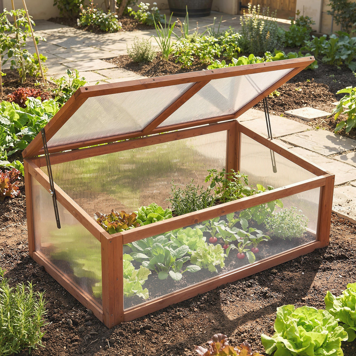 NookGrow Ground Cold Frame Greenhouse, 39" x 26" x 16", Natural