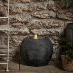 Kaemingk Outdoor Garden Decorative Stone Effect Sphere Water Feature - Black