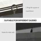 10' x 13' Gazebo Sidewall Set with 4 Panels and Hooks, Light Grey