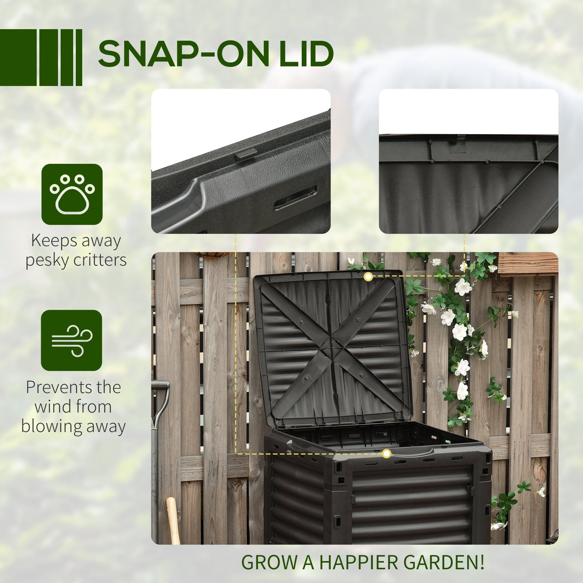 80 Gallon Outdoor Compost Bin for Fast Soil Creation, Green