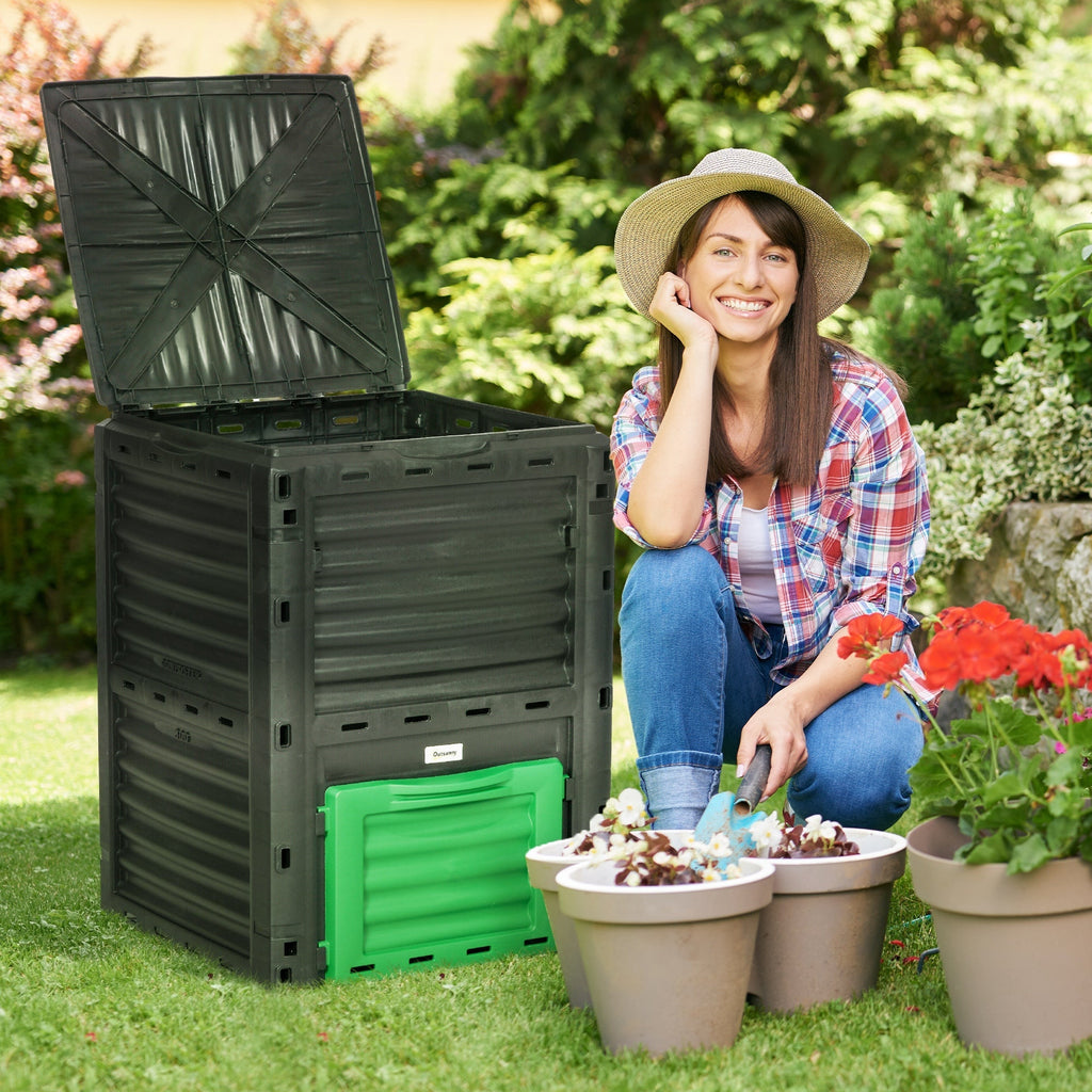 80 Gallon Outdoor Compost Bin for Fast Soil Creation, Green