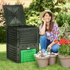 80 Gallon Outdoor Compost Bin for Fast Soil Creation, Green