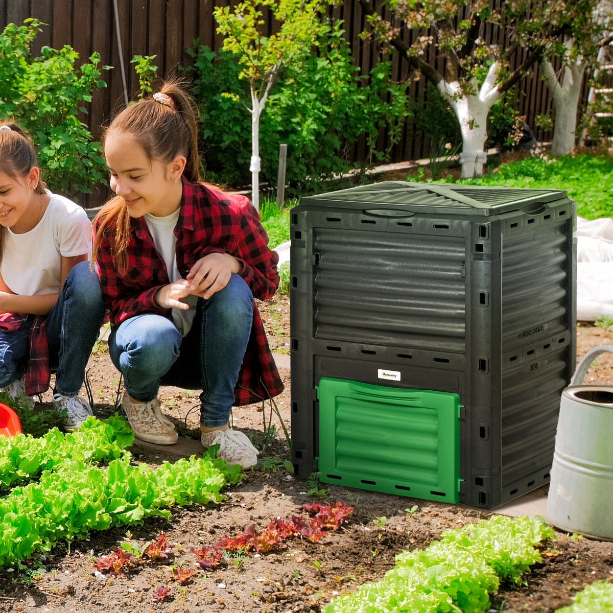 80 Gallon Outdoor Compost Bin for Fast Soil Creation, Green