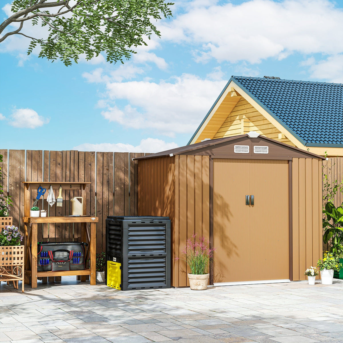 80 Gallon Outdoor Compost Bin for Fast Soil Creation, Yellow