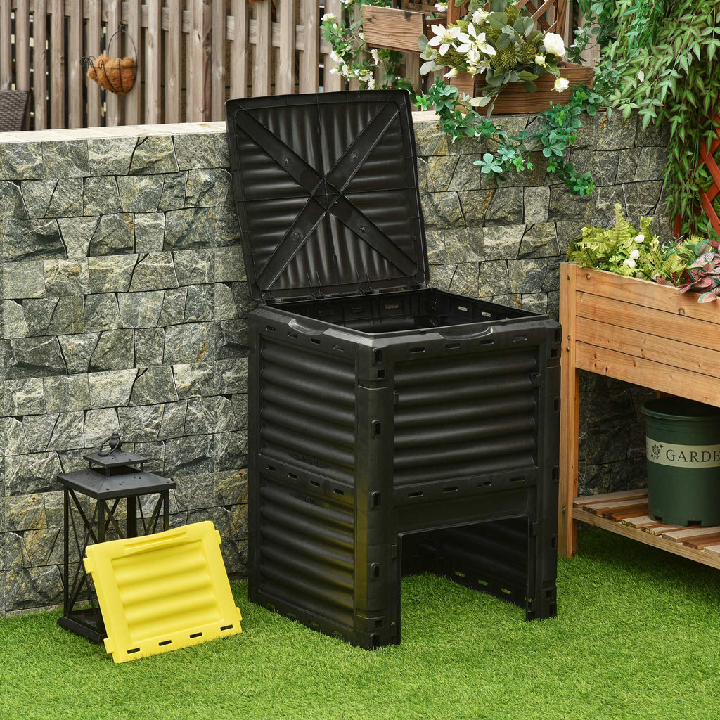 80 Gallon Outdoor Compost Bin for Fast Soil Creation, Yellow