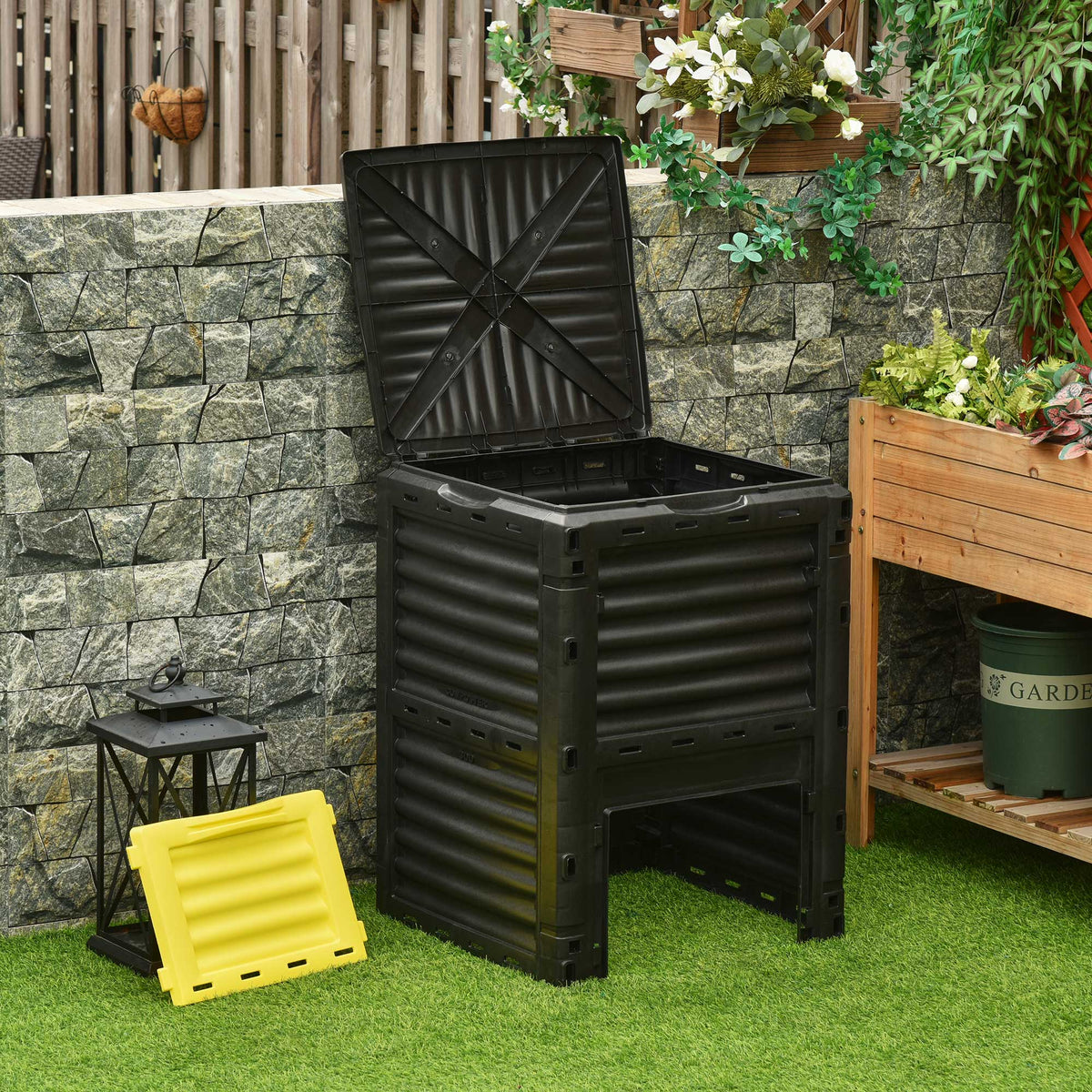 80 Gallon Outdoor Compost Bin for Fast Soil Creation, Yellow