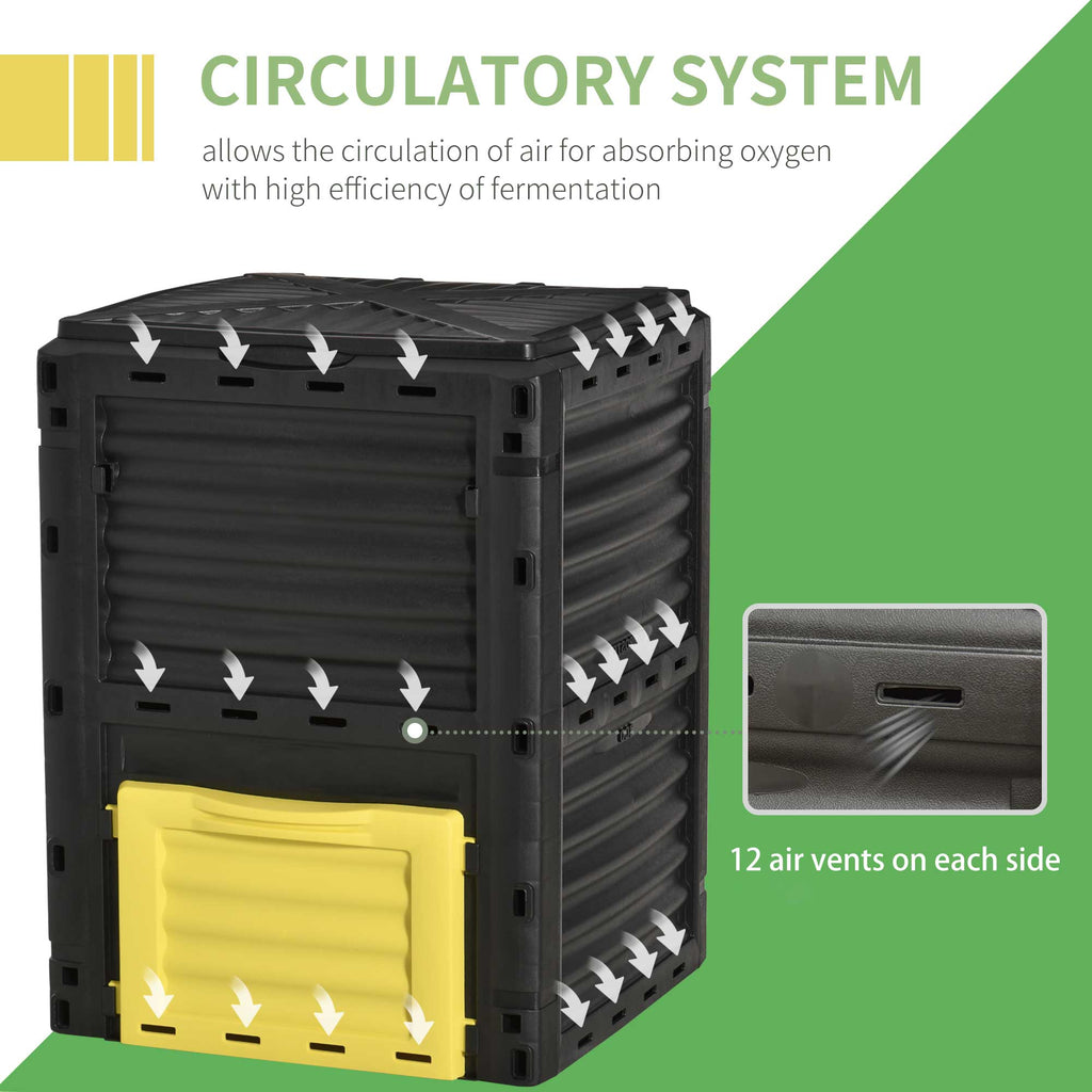 80 Gallon Outdoor Compost Bin for Fast Soil Creation, Yellow
