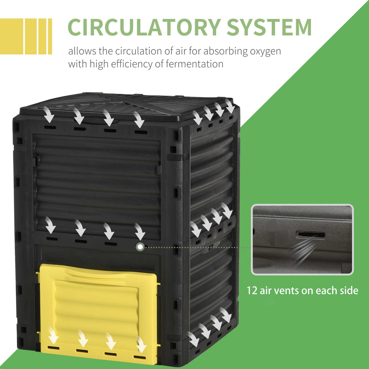 80 Gallon Outdoor Compost Bin for Fast Soil Creation, Yellow