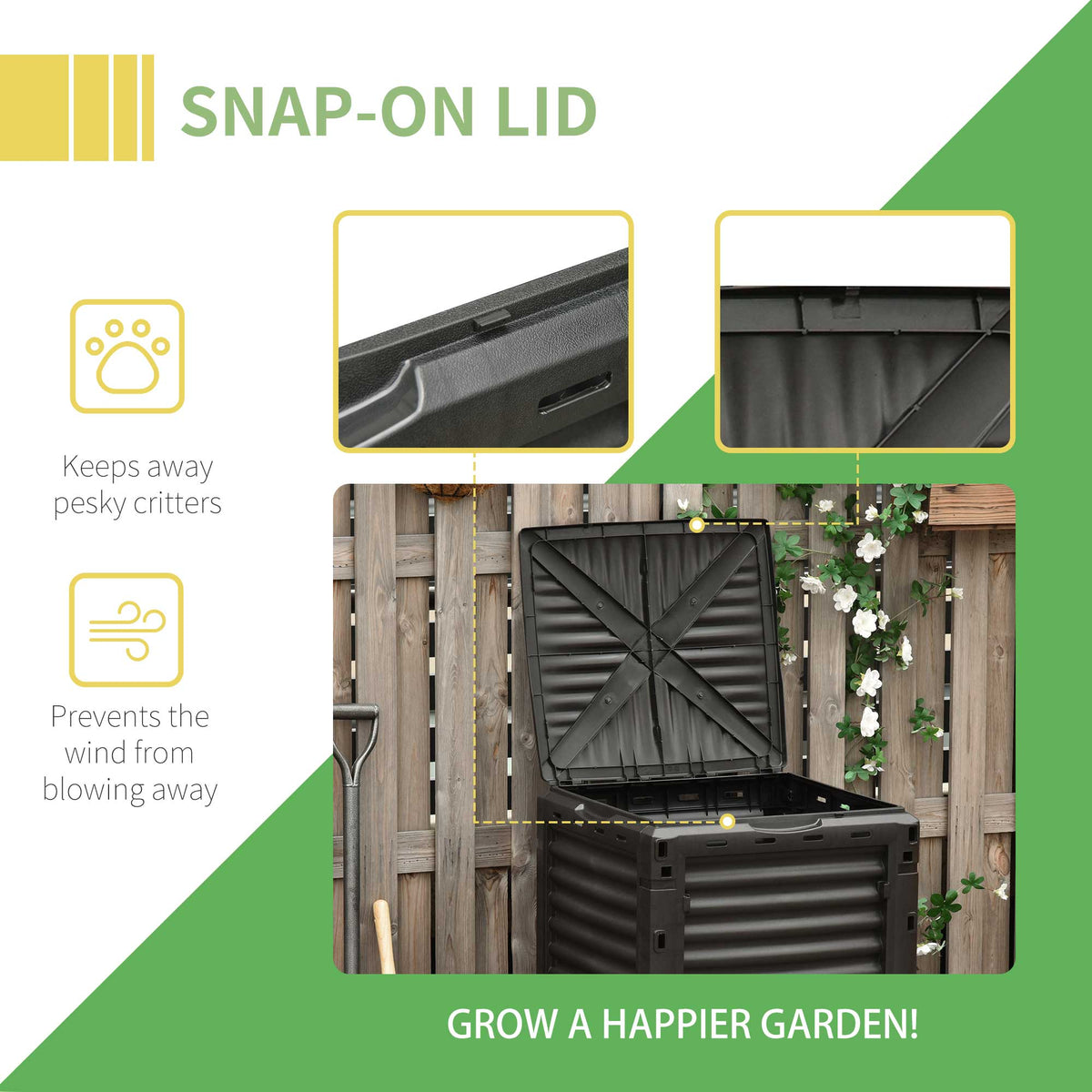 80 Gallon Outdoor Compost Bin for Fast Soil Creation, Yellow