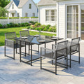Outsunny 5 Pieces Garden Dining Set, Outdoor Patio Cube Set, 4 Seater Outdoor Table and Chairs with Foldable Backrest, Light Grey - Wise Galleria Garden Dining Sets