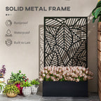 Outdoor Privacy Screen with Planter Box, Metal Privacy Panel, and Raised Garden Bed, Wall-Mounted or Freestanding for Garden, Patio, Pool, Hot Tub, Black