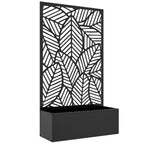 Outdoor Privacy Screen with Planter Box, Metal Privacy Panel, and Raised Garden Bed, Wall-Mounted or Freestanding for Garden, Patio, Pool, Hot Tub, Black