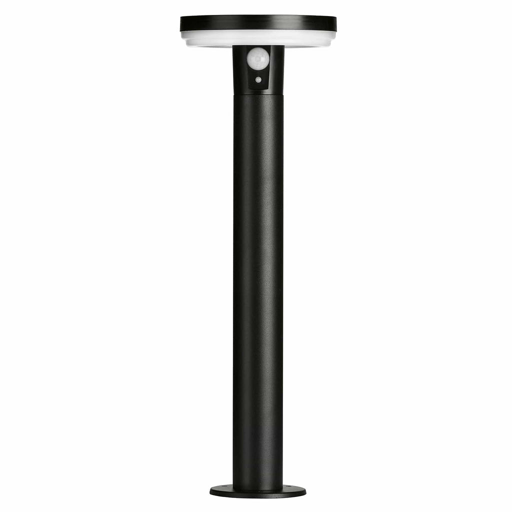 4lite Antheia Solar IP54 Die-Cast Aluminium LED Outdoor Bollard Light with Built in PIR Motion Sensor - Maplin