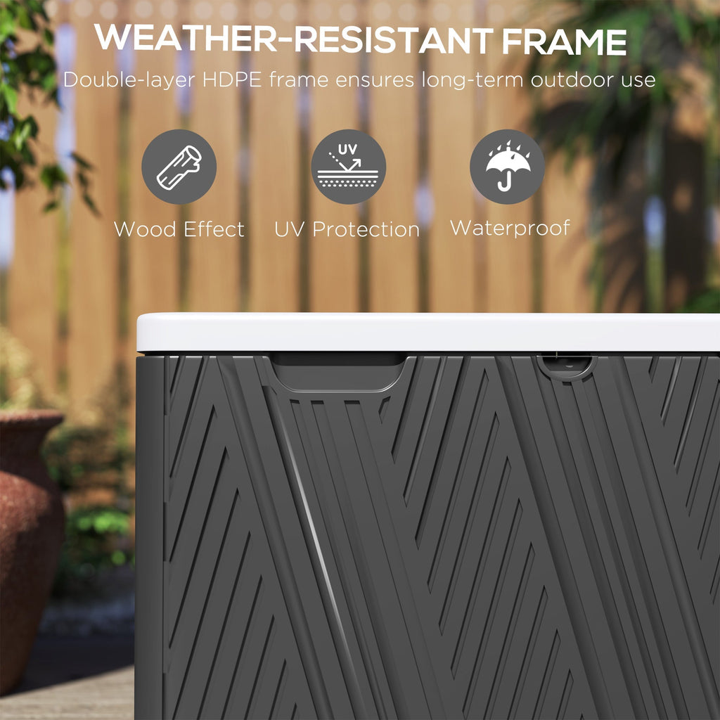 380L Waterproof Plastic Outdoor Storage Box, Lockable Garden Storage Box, Black