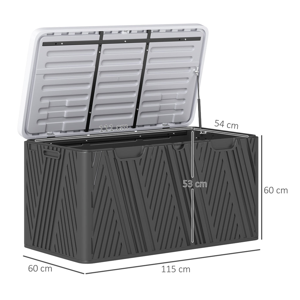 380L Waterproof Plastic Outdoor Storage Box, Lockable Garden Storage Box, Black