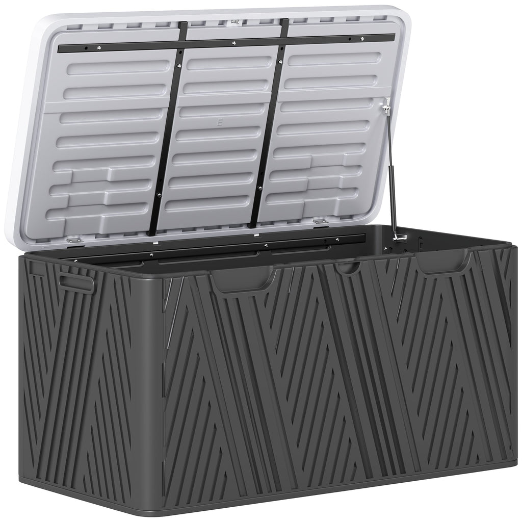 380L Waterproof Plastic Outdoor Storage Box, Lockable Garden Storage Box, Black
