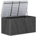 380L Waterproof Plastic Outdoor Storage Box, Lockable Garden Storage Box, Black