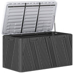 380L Waterproof Plastic Outdoor Storage Box, Lockable Garden Storage Box, Black