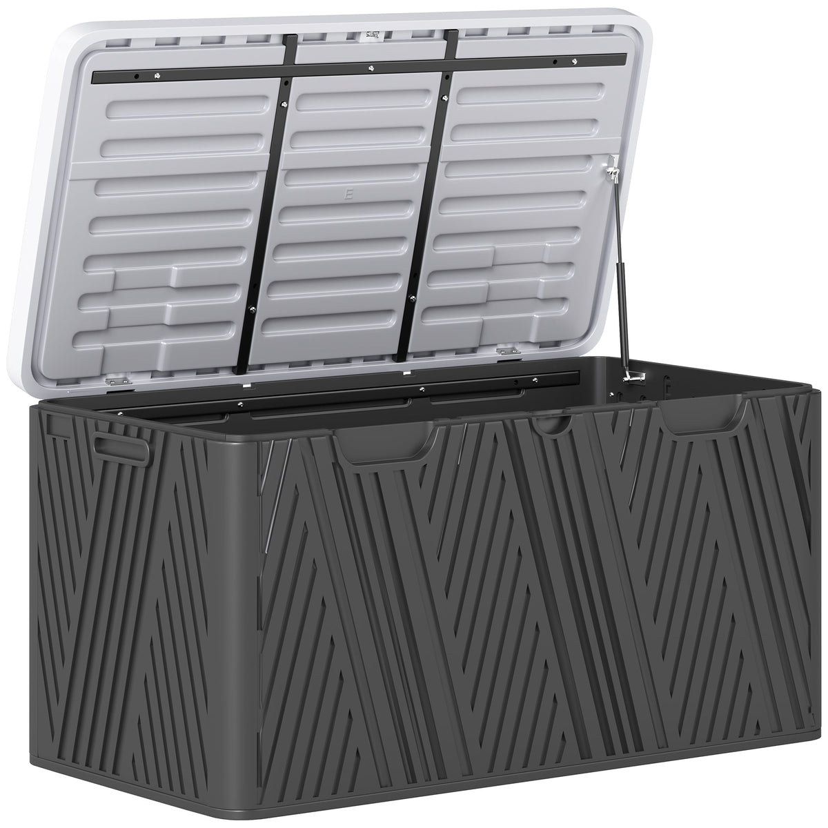380L Waterproof Plastic Outdoor Storage Box, Lockable Garden Storage Box, Black