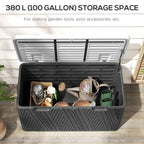 380L Waterproof Plastic Outdoor Storage Box, Lockable Garden Storage Box, Black