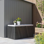 380L Waterproof Plastic Outdoor Storage Box, Lockable Garden Storage Box, Black