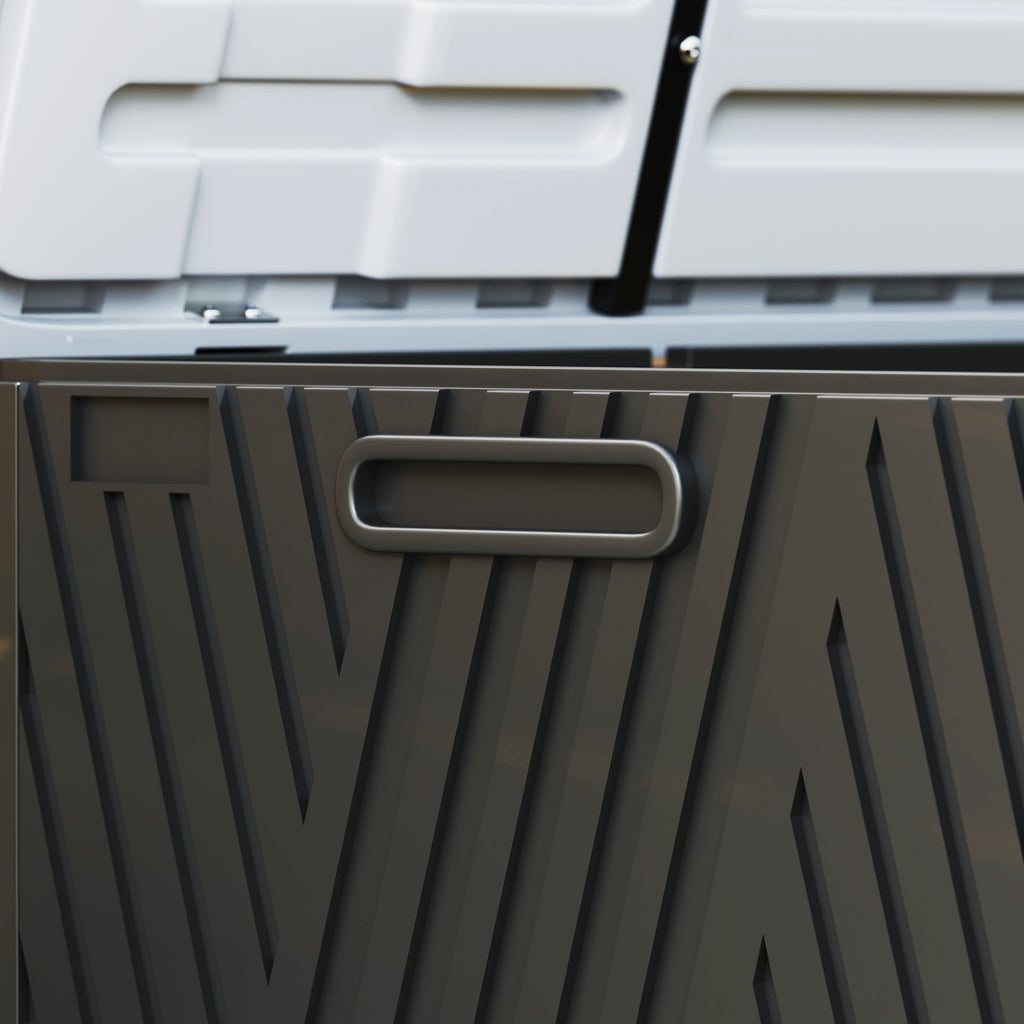 380L Waterproof Plastic Outdoor Storage Box, Lockable Garden Storage Box, Black