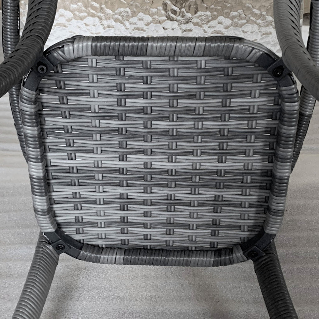 Rattan Coffee Table with Storage Shelf and Glass Top, Mixed Grey