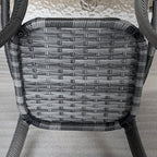 Rattan Coffee Table with Storage Shelf and Glass Top, Mixed Grey