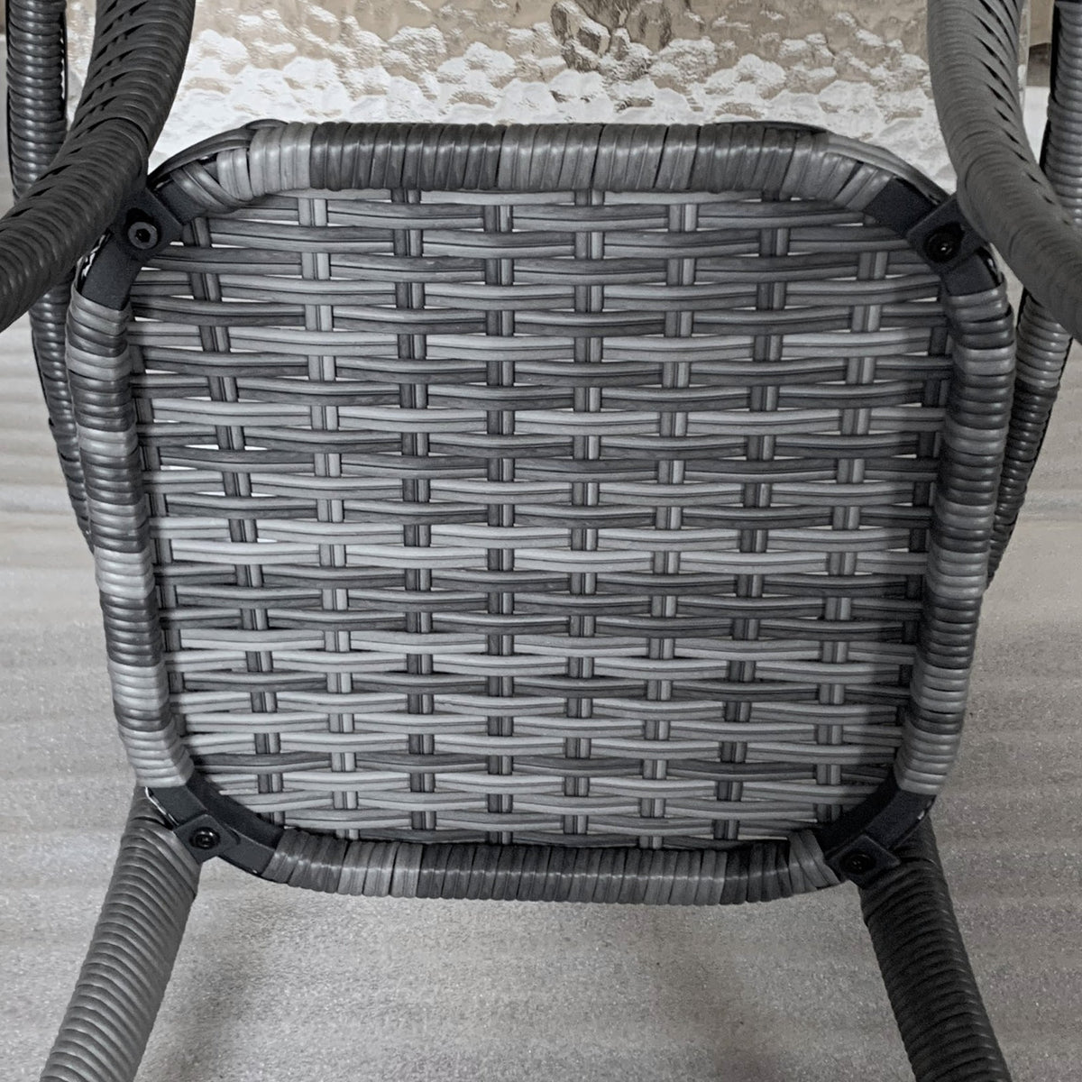 Rattan Coffee Table with Storage Shelf and Glass Top, Mixed Grey