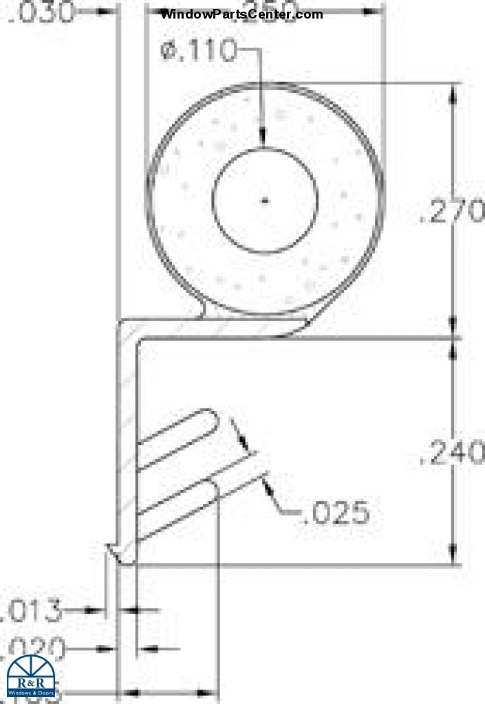 902 AmesburyTruth Offset Kerf Mounted  Foam Filled Seal Window Weather Strip