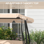 Free Standing Swing Bench with Adjustable Canopy, Cushions, and Pillows, Ecru