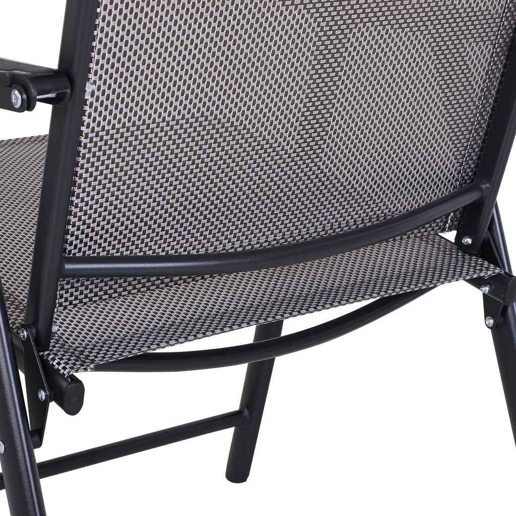 Set of 2 Stackable Outdoor Folding Chairs with Armrests, Metal Frame, Gray