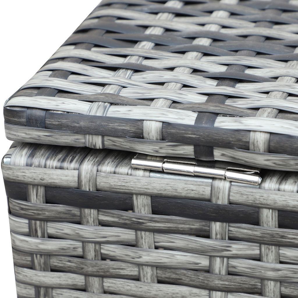 4-Piece Rattan Sofa Set with Corner Section and Glass Coffee Table, Mixed Grey