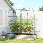 7 x 4 x 7ft Galvanized Raised Garden Bed with Arched Trellis, Silver