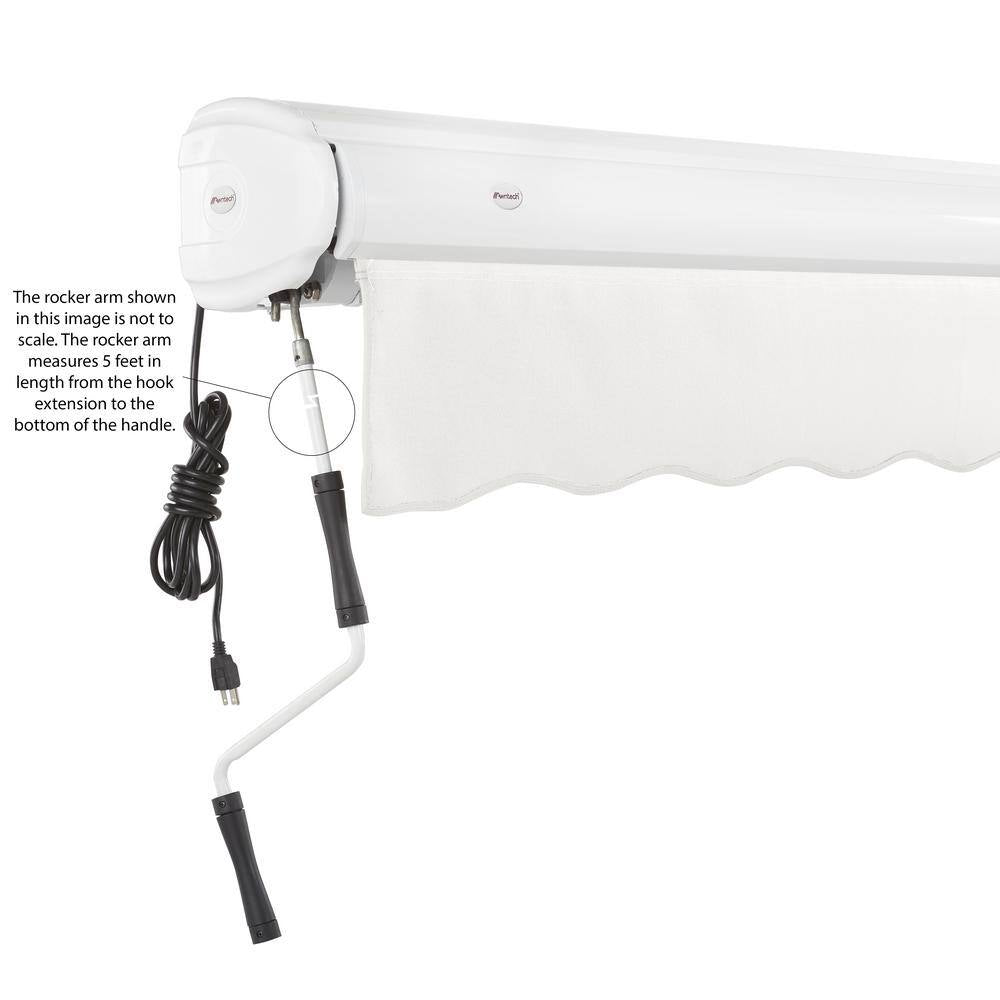 12 Ft. Motorized Retractable Awning with Remote – Heavy-Duty Cassette, Off White