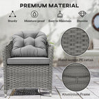 6 Seater Rattan Dining Set with Cushions, Parasol Hole & Glass Top Table, Light Grey