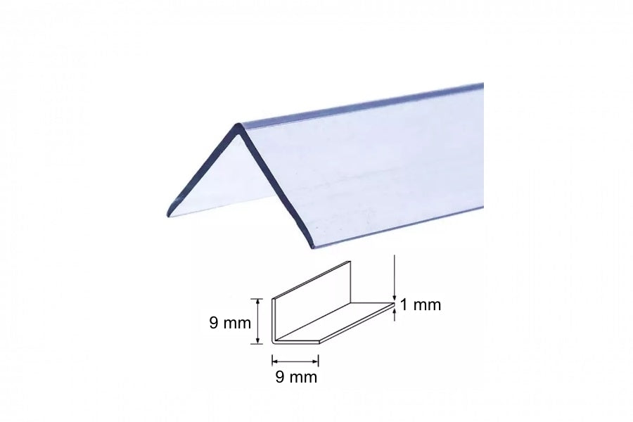 Clear PVC angle corner 9x9mm