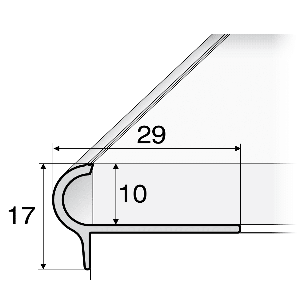 A80 29mm x 17mm x 10mm Stair Nosing Edge Trim Step Edging For Tiles